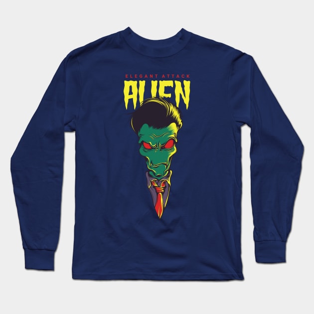 alien elegant attack Long Sleeve T-Shirt by Mako Design 